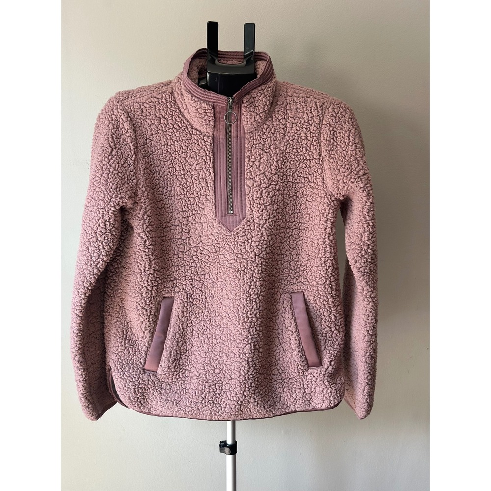 Abercrombie & Fitch Sherpa Fleece Pullover Womens S Pink Half Zip Gorpcore